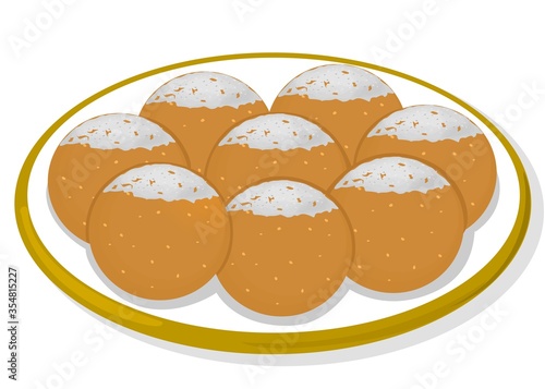 Atta Ladoo or Atte ka Laddu Indian Sweets or Mithai Food Vector