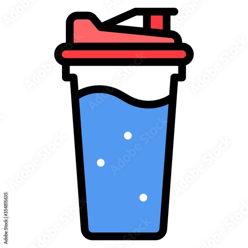 Sports water bottle icon, Beverage filled vector illustration