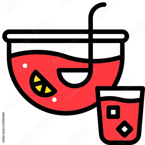 Fruit punch icon, Beverage filled vector illustration