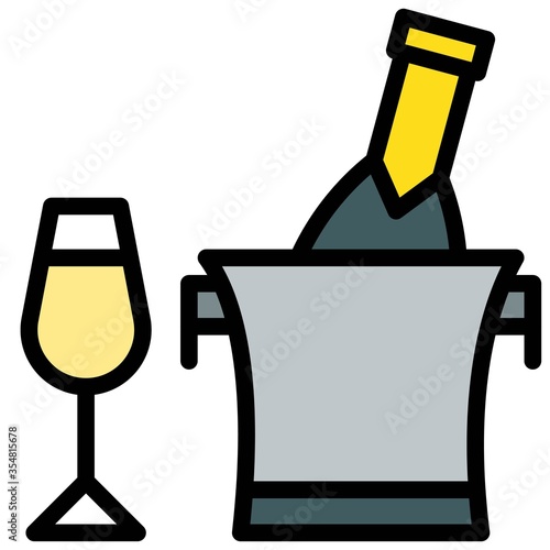 Champagne or sparkling wine icon, Beverage filled vector illustration