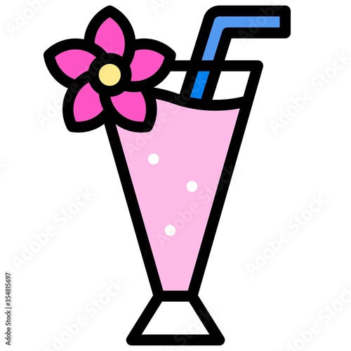 Summer drink icon, Beverage filled vector illustration