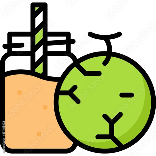 Melon smoothie icon, Beverage filled vector illustration