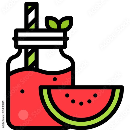 Watermelon smoothie icon, Beverage filled vector illustration