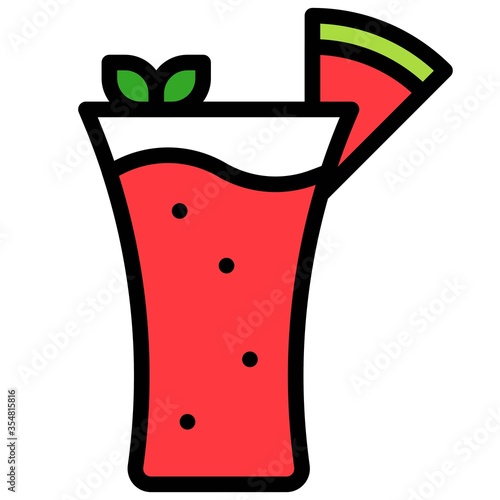 Watermelon smoothie icon, Beverage filled vector illustration