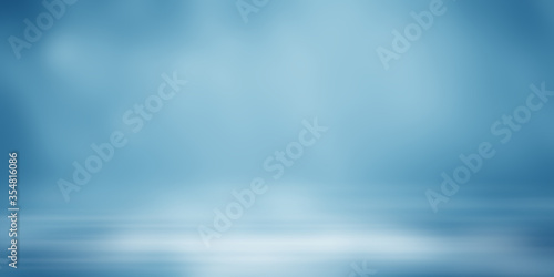 Blue empty room studio gradient used for background and display your product