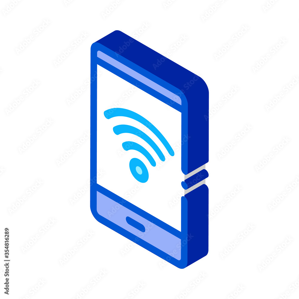 Smartphone Wi-Fi Connection Icon Vector. Isometric Smartphone Wi-Fi Connection sign. color isolated symbol illustration Smartphone Wi-Fi Connection Icon Vector. Isometric Smartphone Wi-Fi Connection sign. color isolated symbol illustration