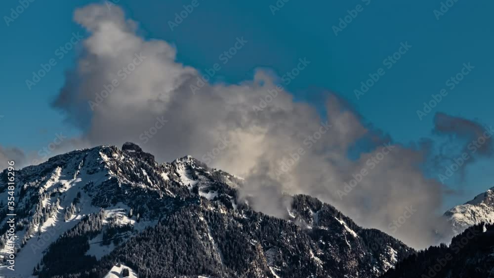 Time lapse of the clouds over the Männlichen and Locherhorn mountains.