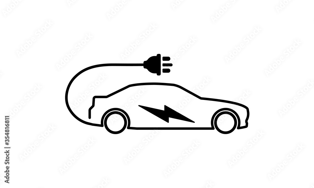 Electric car, charging electric machine icon on isolated background. Eps 10 vector