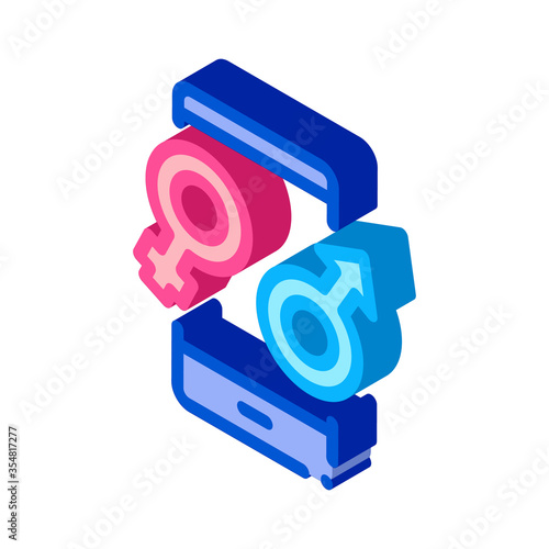 Male and Female Compatibility Icon Vector. Isometric Male and Female Compatibility sign. color isolated symbol illustration
