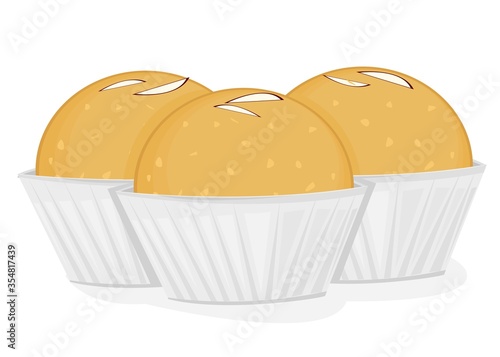 Besan ladoo or Besan Laddu Indian Sweets or Mithai Food Vector
