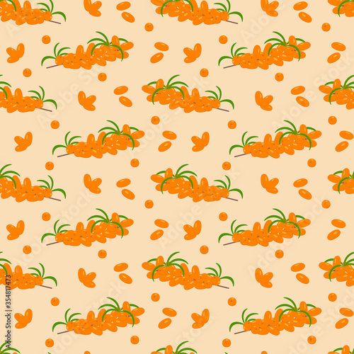 Sea-buckthorn. Seamless vector pattern for design  packaging  fabric  Wallpaper .