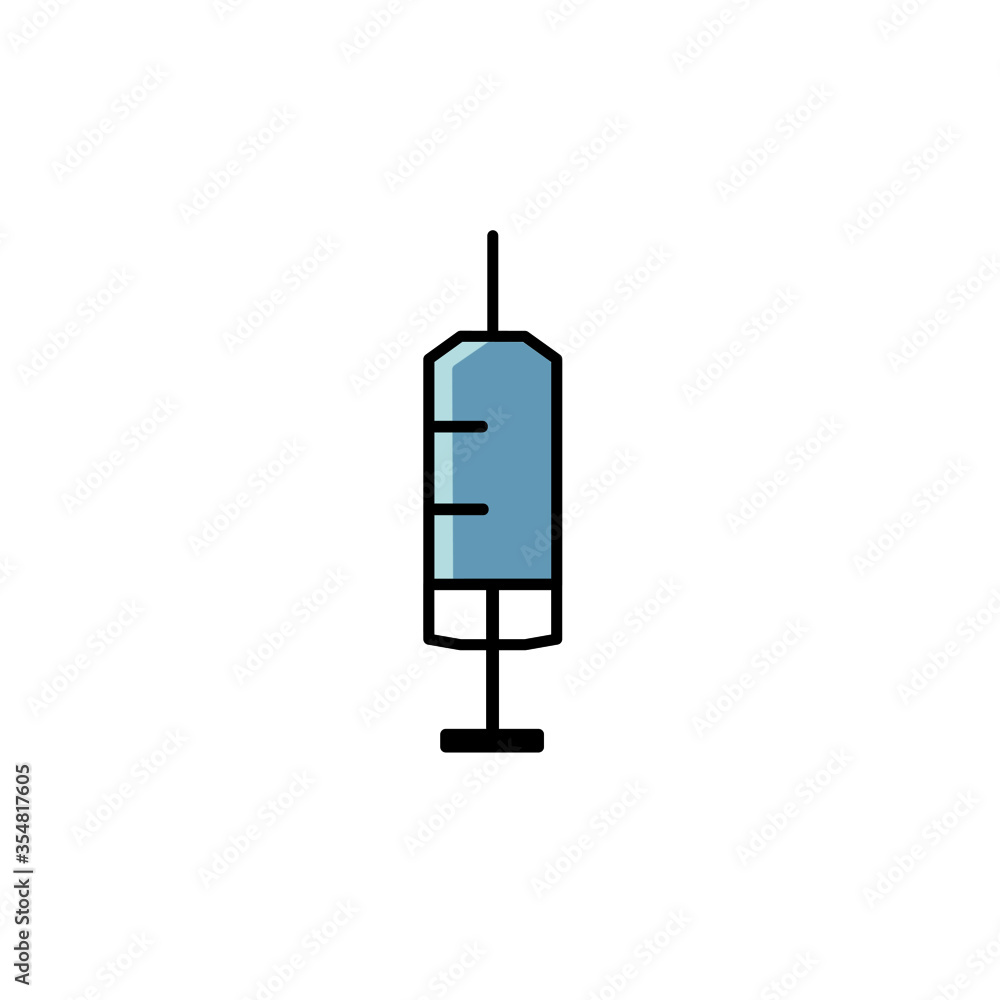 Syringe medical injection with needle icon vector illustration on white. Syringe medical injection with needle icon vector illustration on white.