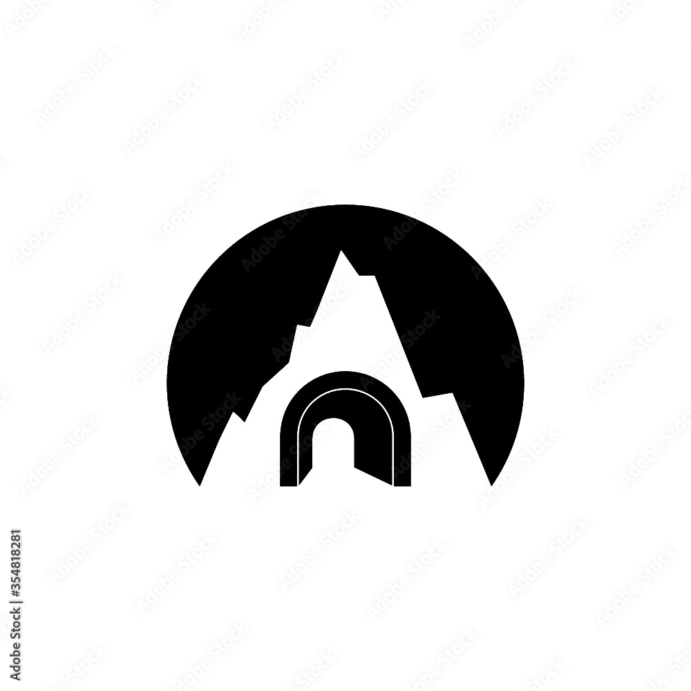 Tunnel sign glyph icon isolated on white background Tunnel sign glyph icon isolated on white background