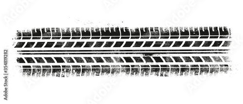 Vector Illustration Tire Tracks With Grunge Effect On White Background 