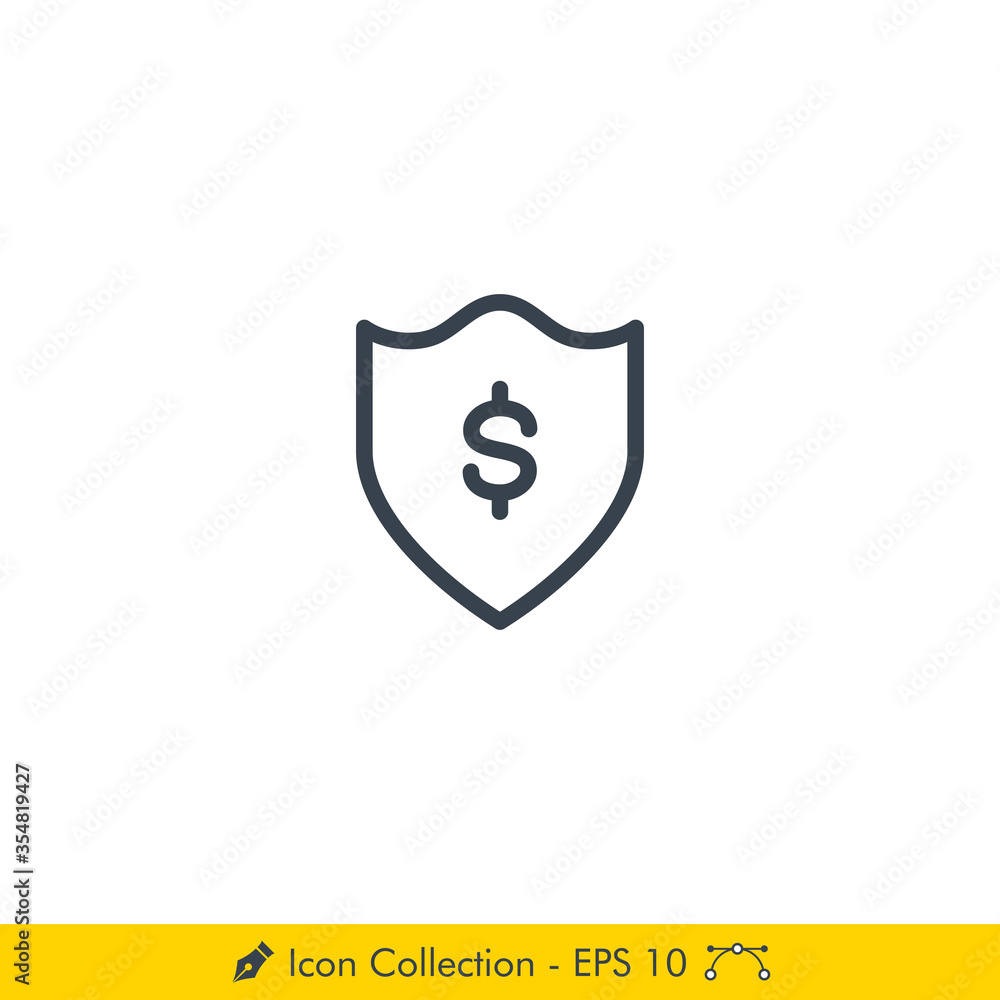 Secure Payment (Money) Icon / Vector - In Line / Stroke Design Secure Payment (Money) Icon / Vector - In Line / Stroke Design