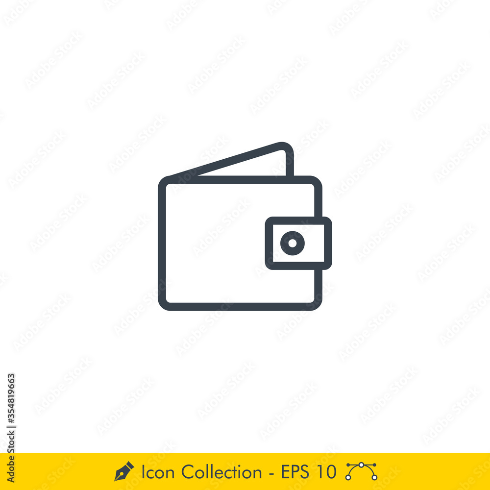 Wallet Icon / Vector - In Line / Stroke Design Wallet Icon / Vector - In Line / Stroke Design