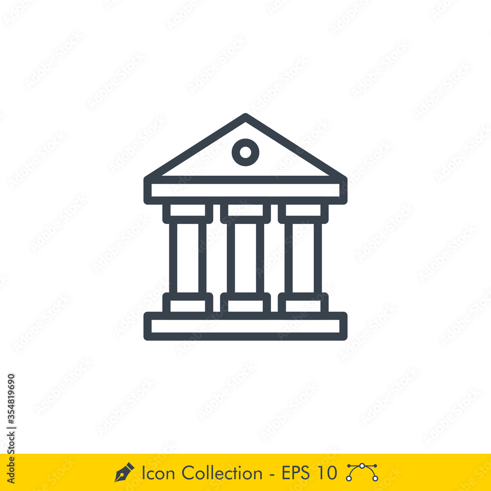 Bank Icon / Vector - In Line / Stroke Design Bank Icon / Vector - In Line / Stroke Design