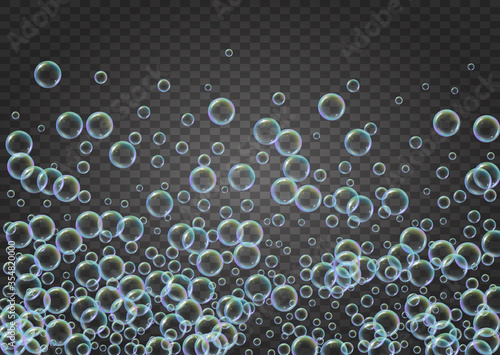 Detergent foam. Soap bath bubble and suds for bathtub. Shampoo.