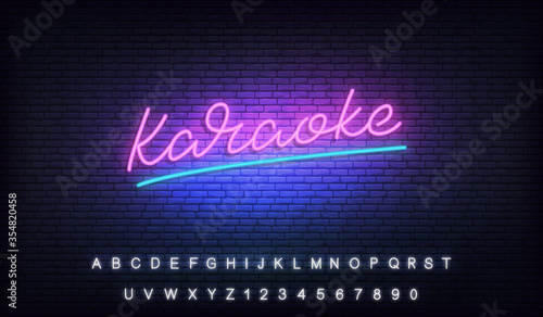 Karaoke neon template. Neon sign of Karaoke lettering