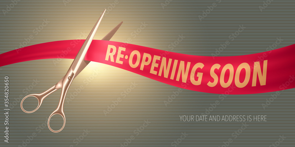 Grand opening or re-opening vector illustration, background - obrazy, fototapety, plakaty 