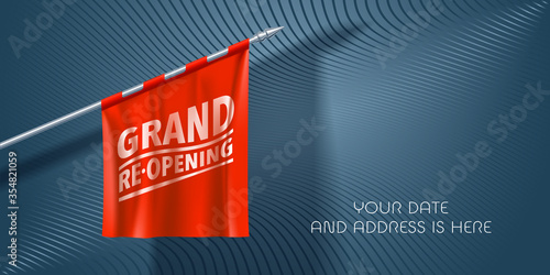 Grand opening or re opening soon vector banner, illustration