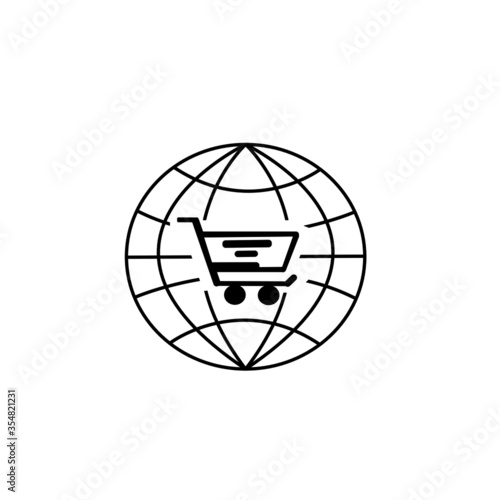 Shopping online universal network, global communication icon vector illustration. Digital marketing  concept.