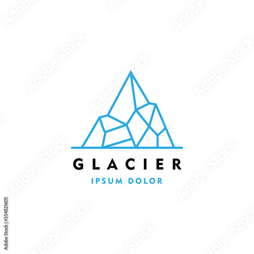 Glacier ice peak mountain geometric line art logo vector illustration