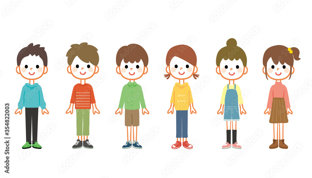 Full body illustrations of multiple children Full body illustrations of multiple children