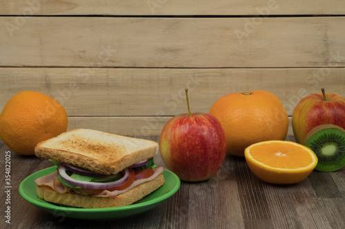 Sandwich and sandwich for lunch on the table photo