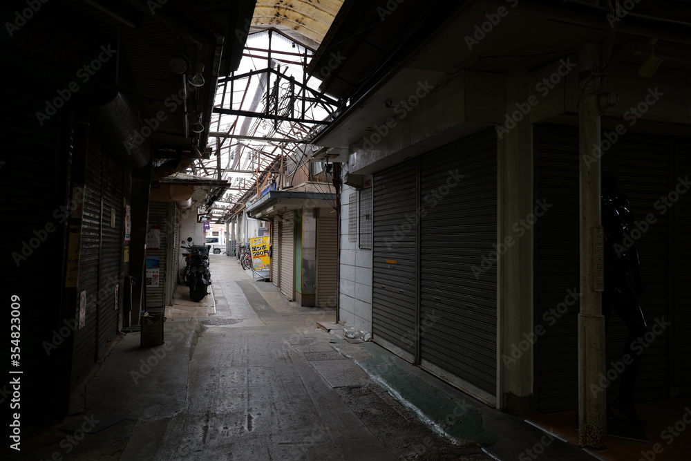 A view of Tsuruhashi Koreatown on May 22, 2020, the day after the state of emergency due to the coronavirus was lifted in Osaka, Japan.