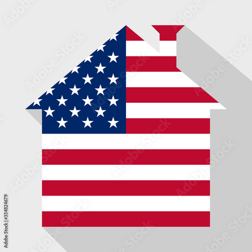 american coronavirus outbreak stay home. home icon with usa flag