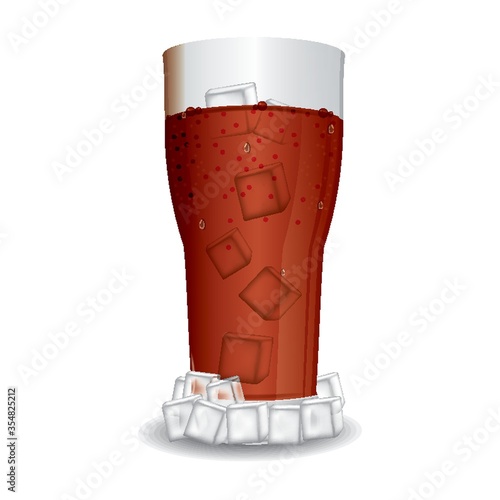 Cola with ice cubes