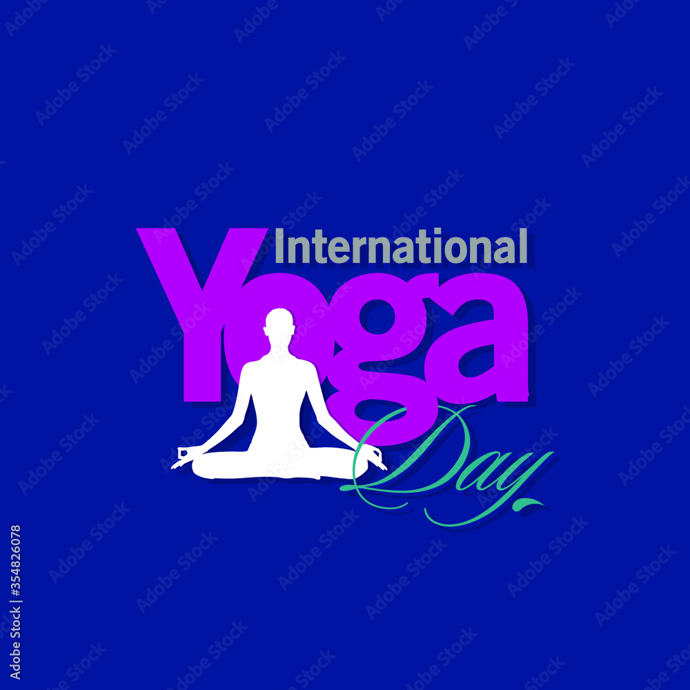 21 June - International Yoga Day Banner with Human Silhouette - Typography