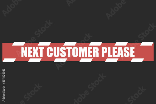 Next customer please. Keep your distance. Vector illustration.