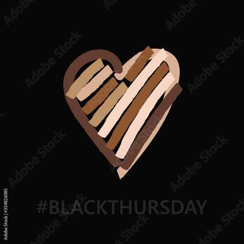 Black Lives Matter. Black Thursday. Heart symbol with different Ethnicity colors.