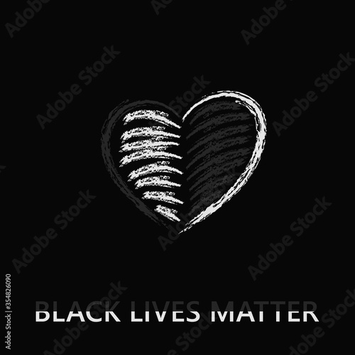 Black Lives Matter. Black Thursday. Heart symbol with black and white colors.