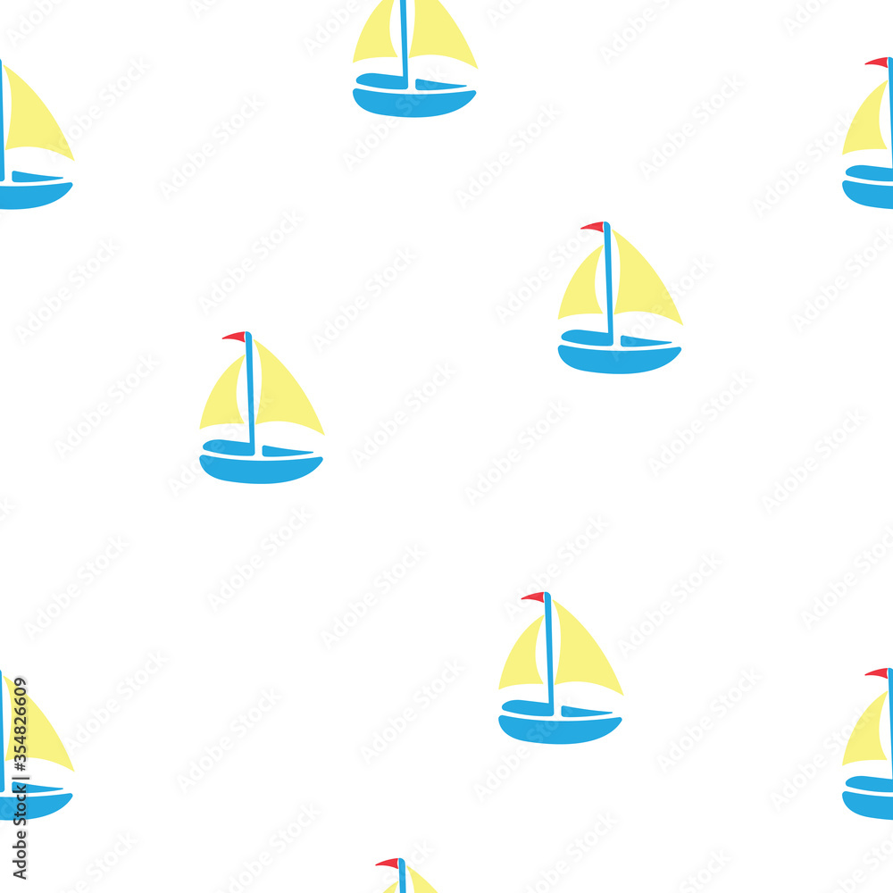 Pattern - Cute childish ship with sails, for textiles or wallpaper Pattern - Cute childish ship with sails, for textiles or wallpaper