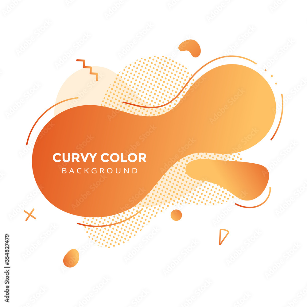Modern liquid abstract element graphic gradient flat style design fluid vector colorful illustration banner simple shape template for logo, presentation, flyer, isolated on white background.
