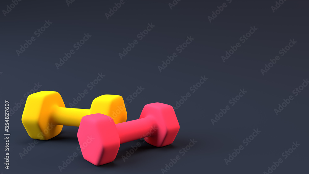 3D illustration weights for lifting in the gym or at home workout get strong and fit muscular body athletic lift weight enjoy sport recreation healthy training hard activity exercise daily background 3D illustration weights for lifting in the gym or at home workout get strong and fit muscular body athletic lift weight enjoy sport recreation healthy training hard activity exercise daily background