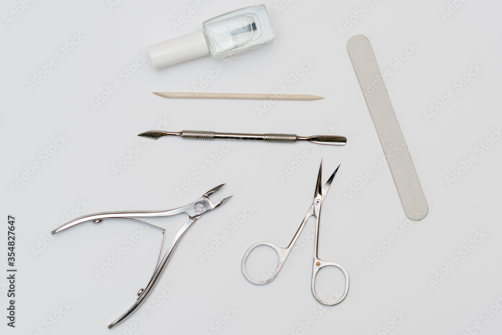 Set for manicure and Pedicuru on white background Set for manicure and Pedicuru on white background