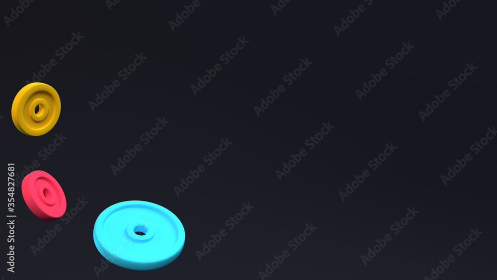 3D illustration weights for lifting in the gym or at home workout get strong and fit muscular body athletic lift weight enjoy sport recreation healthy training hard activity exercise daily background 3D illustration weights for lifting in the gym or at home workout get strong and fit muscular body athletic lift weight enjoy sport recreation healthy training hard activity exercise daily background