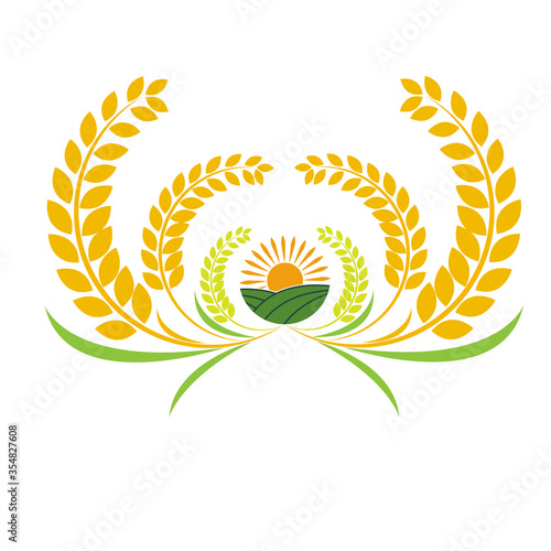 Nature Green Landscape Sunrise Logo Template. sun vector illustration Icon Logo Template