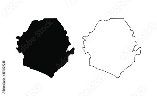 Sierra Leone map silhouette line country Africa map illustration vector outline African isolated on white background