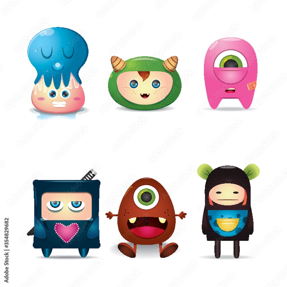Set of cute monsters Set of cute monsters