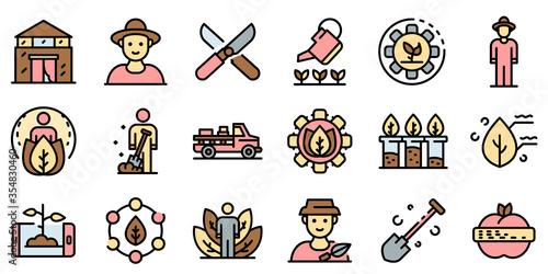 Agronomist icons set. Outline set of agronomist vector icons for web design isolated on white background