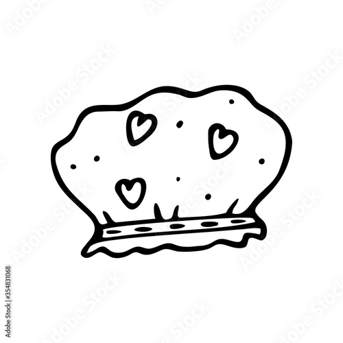 Hand drawn shower cap isolated on a white background. Doodle, simple outline illustration. It can be used for decoration of textile, paper and other surfaces.