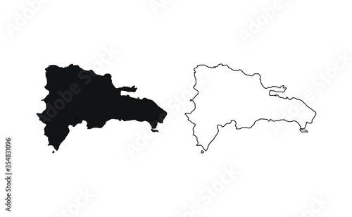 Dominican Republic map silhouette line country America map illustration vector outline American isolated on white background
