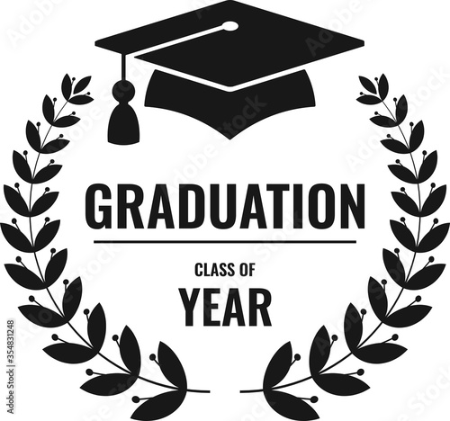 Graduation black logo isolated on white background.