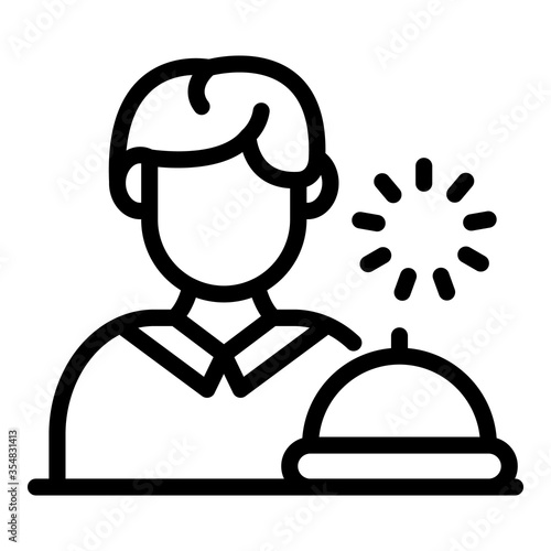 Young butler icon. Outline young butler vector icon for web design isolated on white background