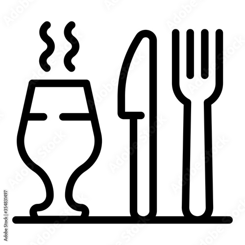 Hot mulled wine icon. Outline hot mulled wine vector icon for web design isolated on white background